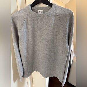 ZARA EUC Light Heather Gray Crewneck Sweatshirt